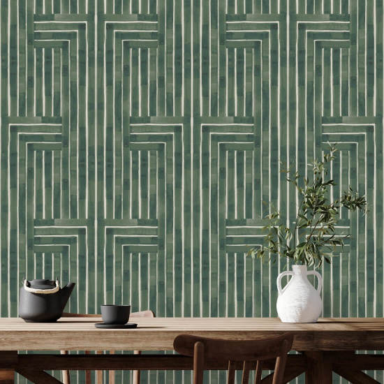 Gebeiteld Smaragdgroen behang