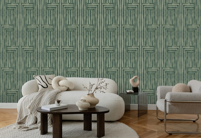 Gebeiteld Smaragdgroen behang