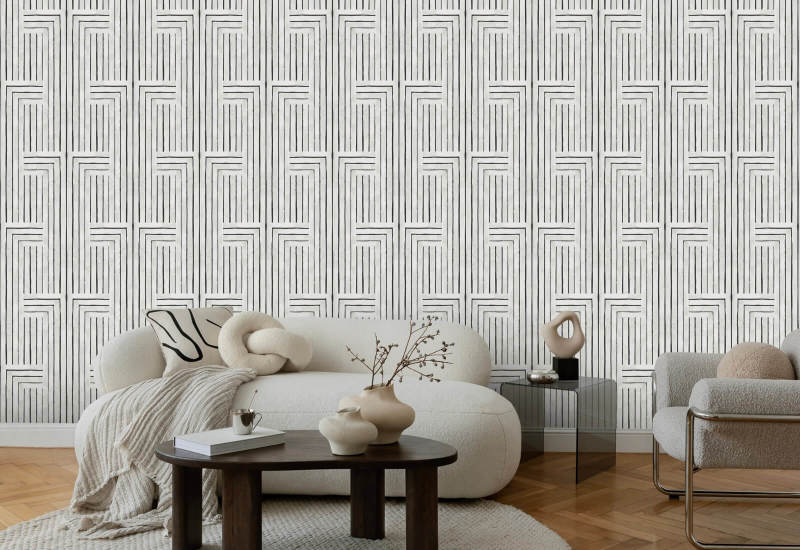 Chiseled Marble White Wallpaper