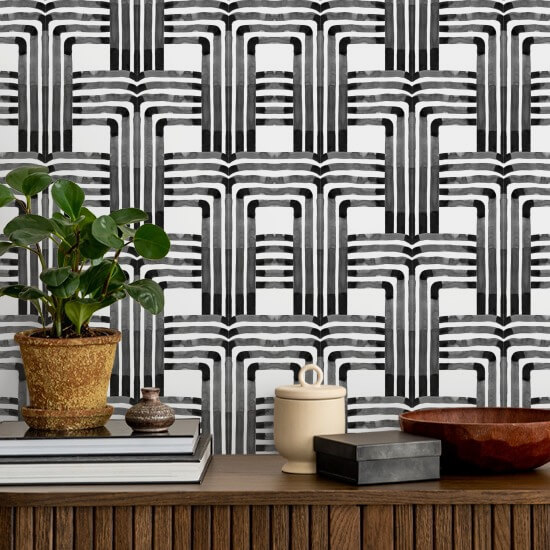 cascate Carta da parati nera