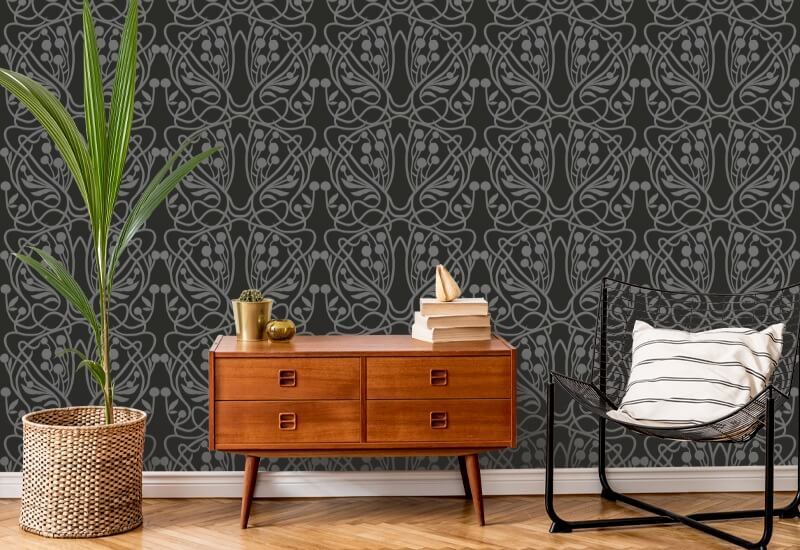 Wijngaard Zwart behang