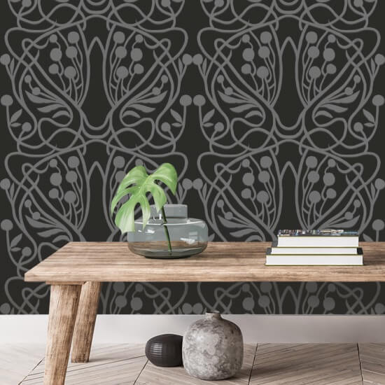 Vignoble Papier peint noir