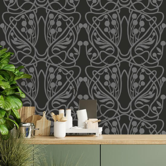 Vineyard Black Wallpaper