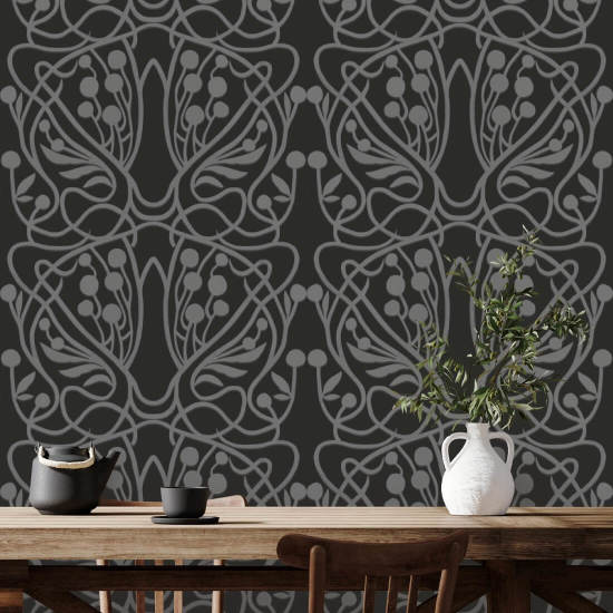 Vineyard Black Wallpaper