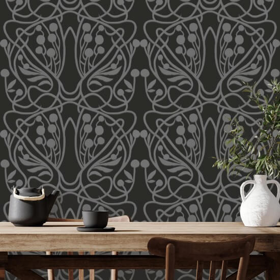 Vineyard Black Wallpaper