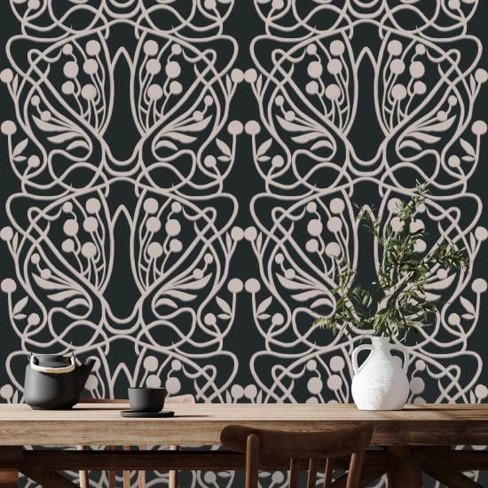Vignoble Papier peint floral Black Sand