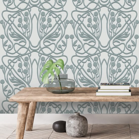 Vineyard Carriblue Floral Wallpaper