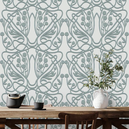 Vineyard Carriblue Floral Wallpaper