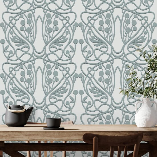 Vineyard Carriblue Floral Wallpaper