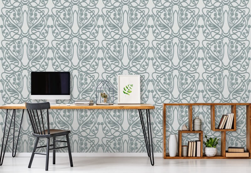 Wijngaard Carriblue bloemenbehang