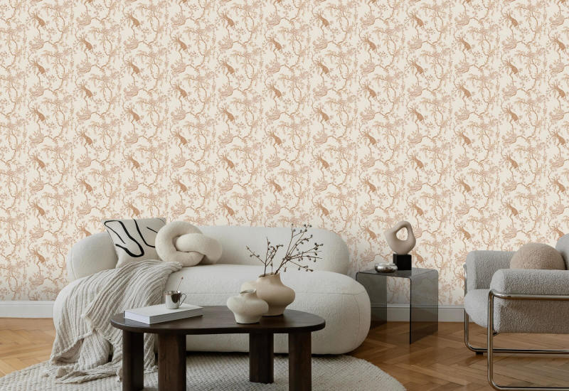 Tela floral con forma de pájaro Fondo de pantalla crema