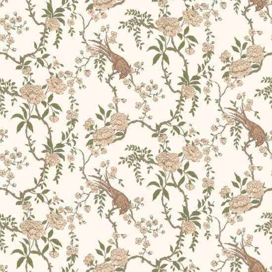 Toile florale pour oiseaux Papier peint brun