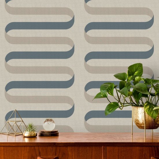 Folding Ribbon Cotton Slate Wallpaper