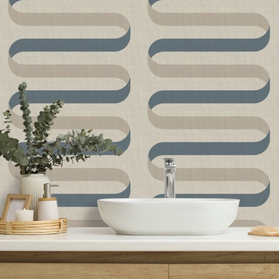 Folding Ribbon Cotton Slate Wallpaper