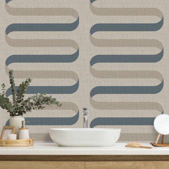 Folding Ribbon Cotton Slate Wallpaper