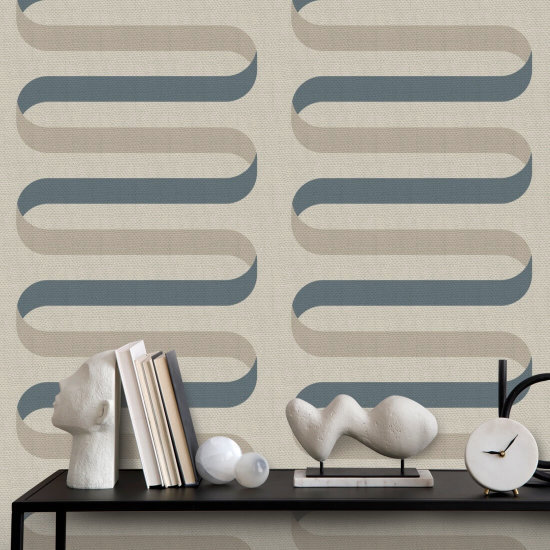 Folding Ribbon Cotton Slate Wallpaper