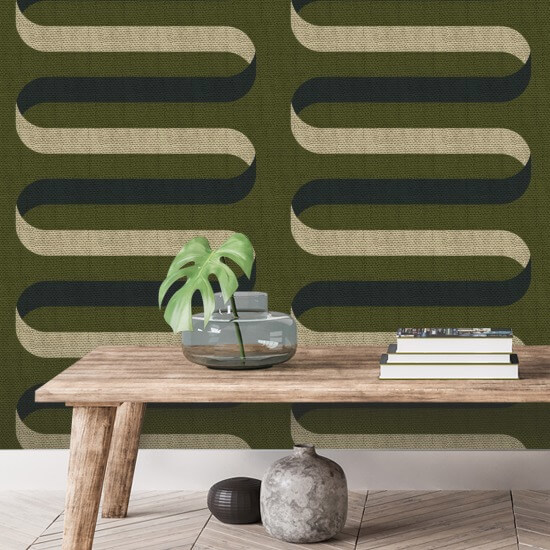 Folding Ribbon Olive Wallpaper