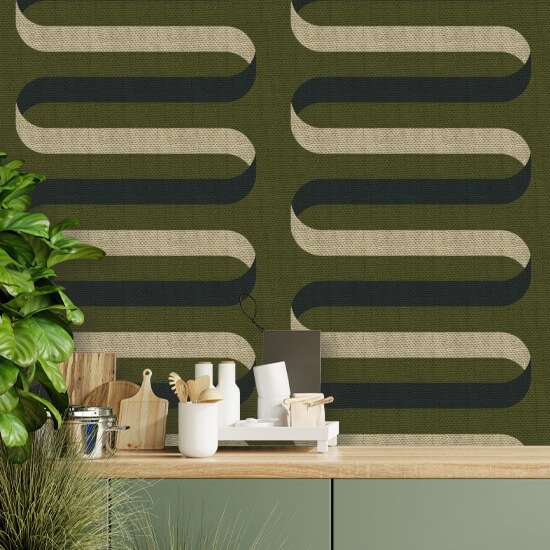 Folding Ribbon Olive Wallpaper