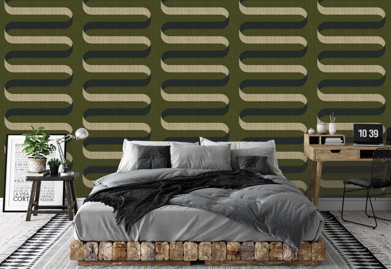 Folding Ribbon Olive Wallpaper