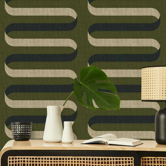 Folding Ribbon Olive Wallpaper