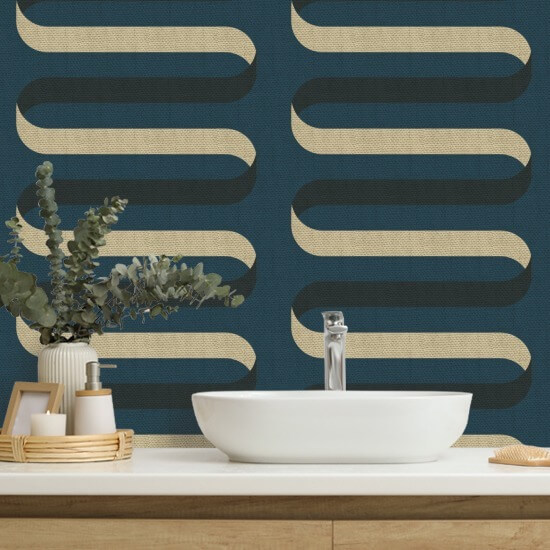 Folding Ribbon Peacock Blue Wallpaper