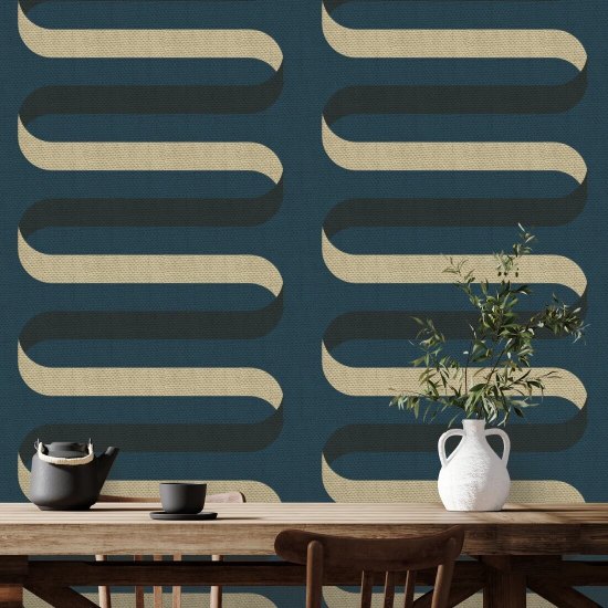 Vouwlint Pauwblauw behang