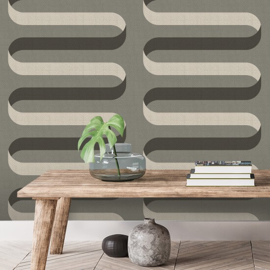 Folding Ribbon Smoky Umber Wallpaper