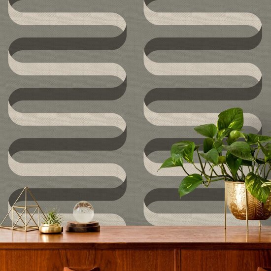 Folding Ribbon Smoky Umber Wallpaper