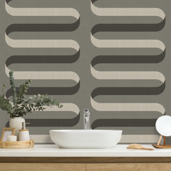 Folding Ribbon Smoky Umber Wallpaper
