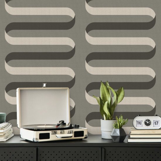 Folding Ribbon Smoky Umber Wallpaper