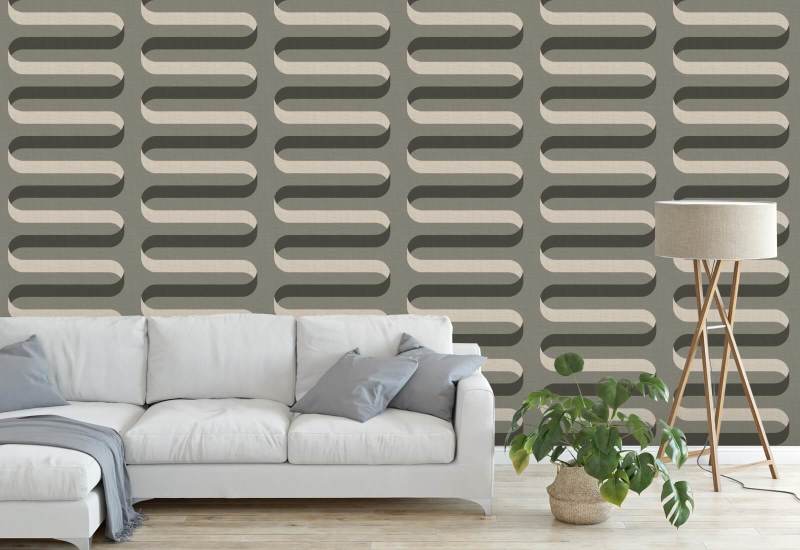 Folding Ribbon Smoky Umber Wallpaper