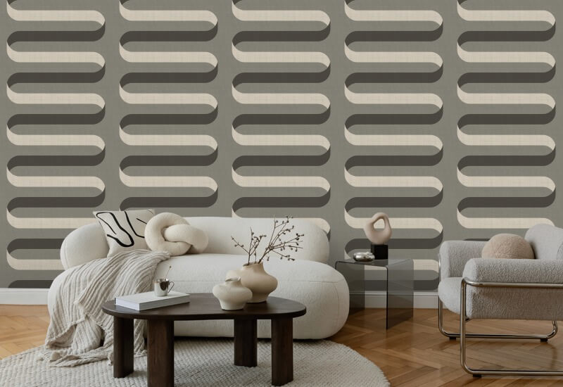 Folding Ribbon Smoky Umber Wallpaper