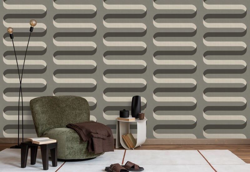 Folding Ribbon Smoky Umber Wallpaper