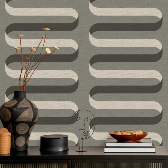 Folding Ribbon Smoky Umber Wallpaper