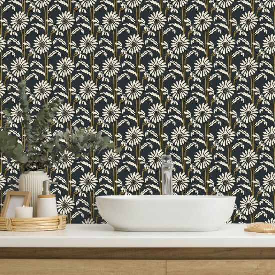 Woodland Bloom Soot Black Floral Bakgrunn