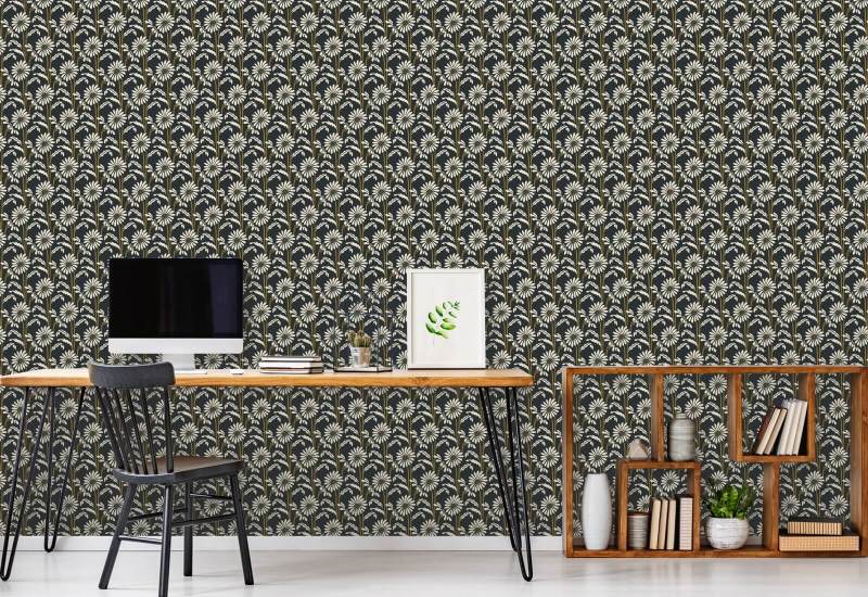 Woodland Bloom Papier peint floral Soot Black