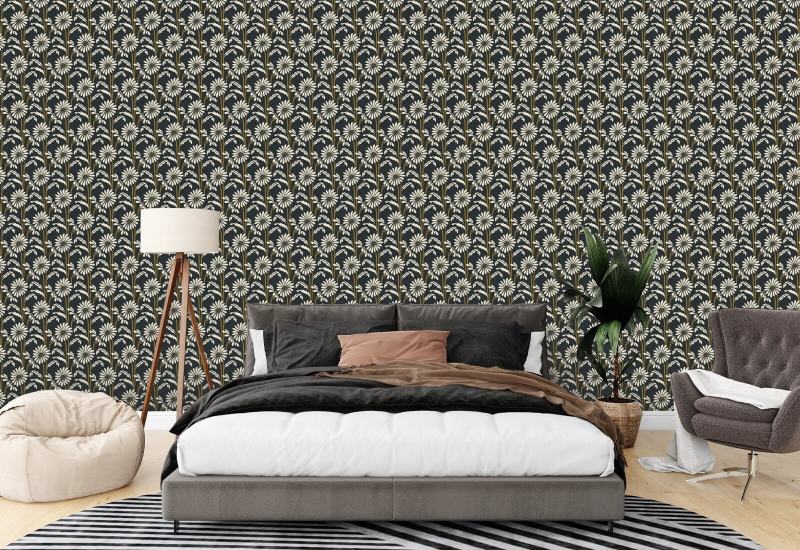 Woodland Bloom Soot Black Floral Wallpaper
