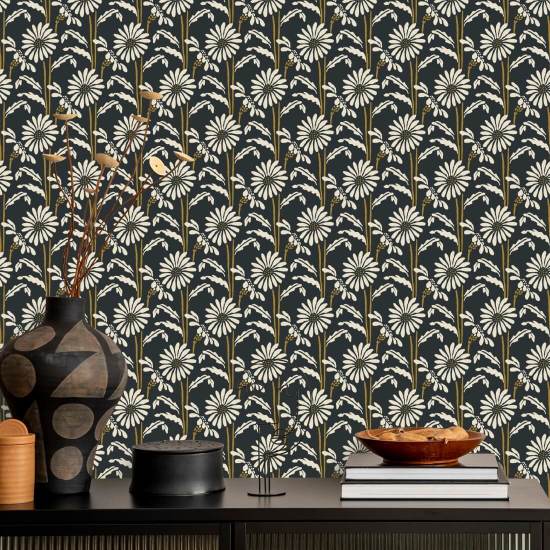 Woodland Bloom Soot Black Floral Wallpaper