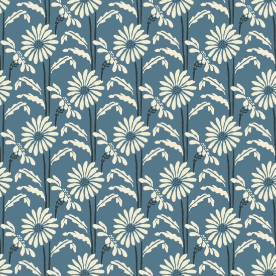 Fioritura dei boschi Carta da parati floreale blu ardesia