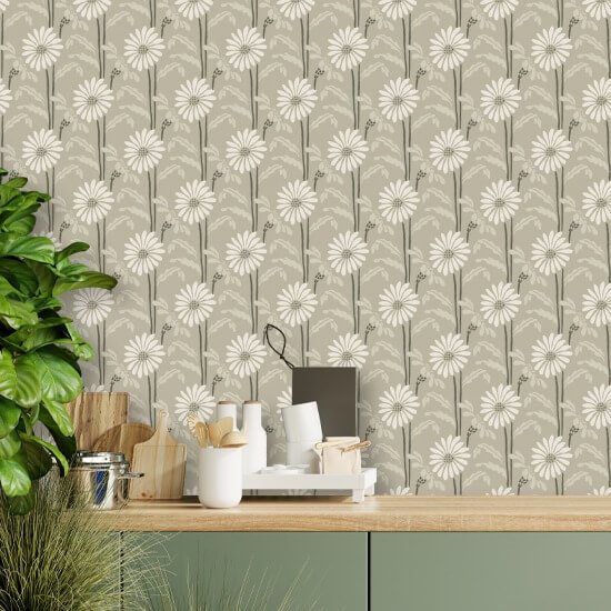 Woodland Bloom Bone Floral Wallpaper