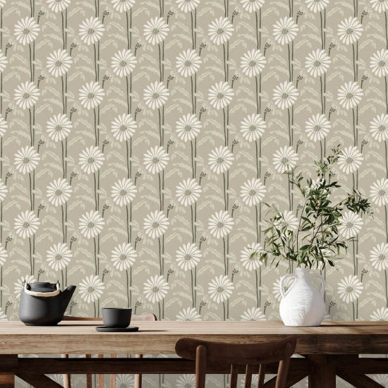 Woodland Bloom Bone Floral Wallpaper