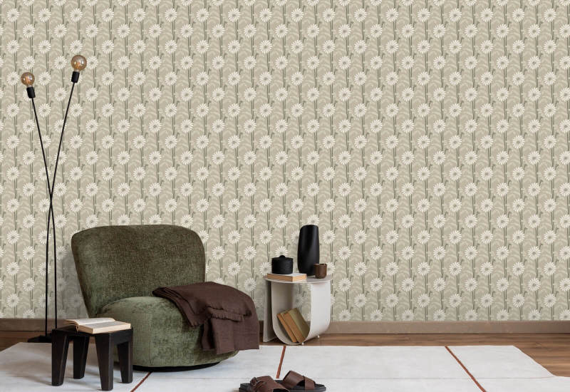 Woodland Bloom Bone Floral Wallpaper