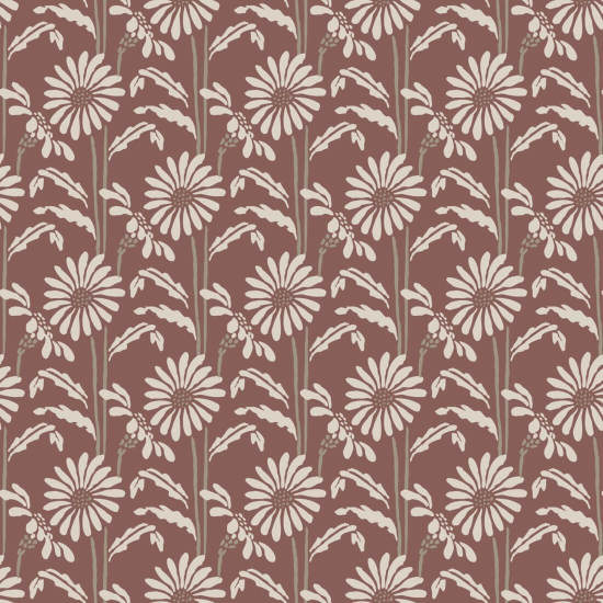 Floración del bosque Papel pintado floral borgoña