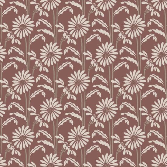 Woodland Bloom Burgundy Floral Wallpaper