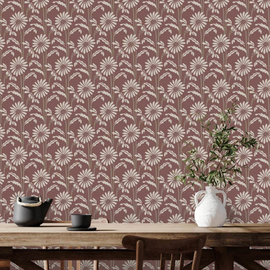 Woodland Bloom Burgund Blomsterbakgrunn