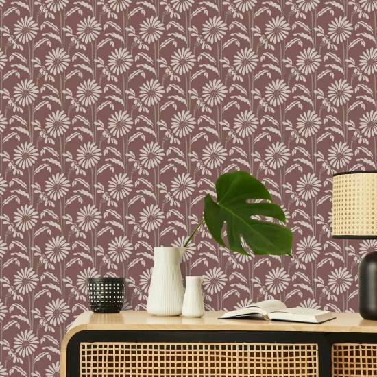 Woodland Bloom Burgundy Floral Wallpaper