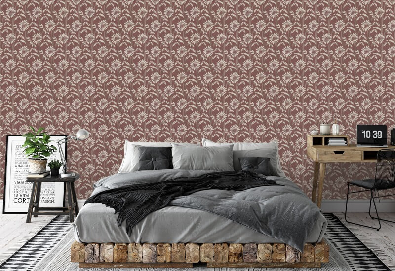 Woodland Bloom Burgundy Floral Wallpaper