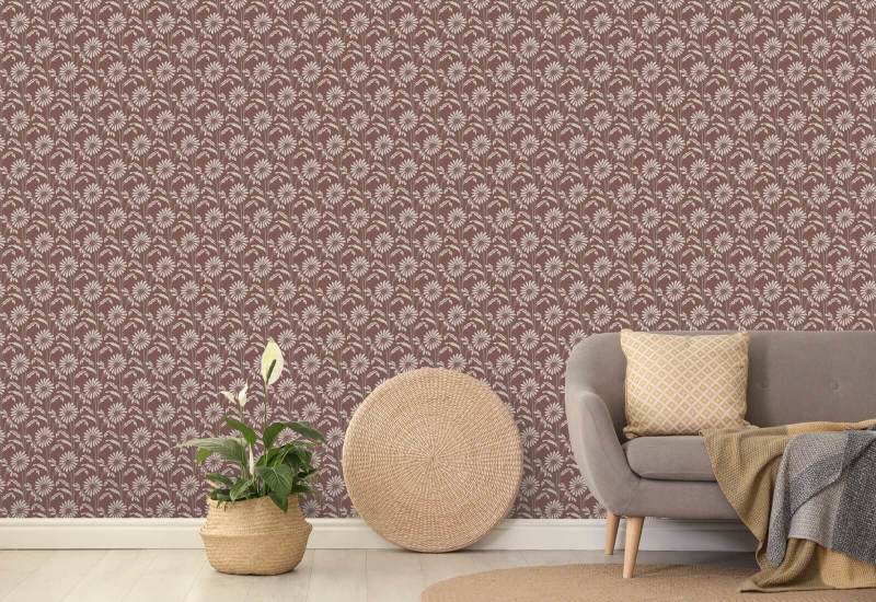 Woodland Bloom Burgundy Floral Wallpaper