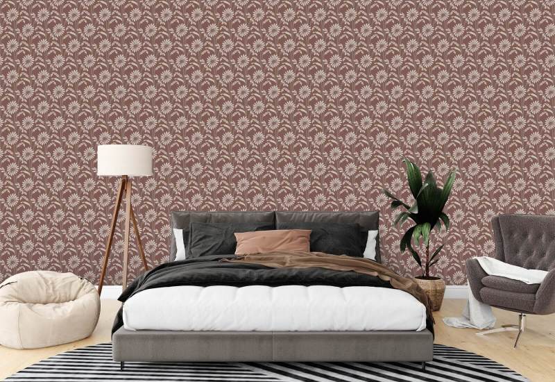 Woodland Bloom Burgundy Floral Wallpaper