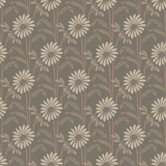 Bloei in het bos Aardeachtig Umber bloemenbehang